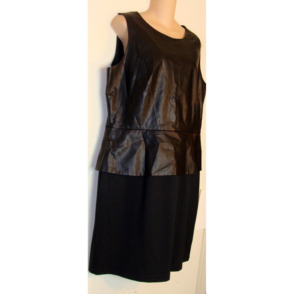 ALYX LIMITED BLACK FAUX LEATHER PEPLUM DRESS SIZE 16 A132 - Picture 5 of 9